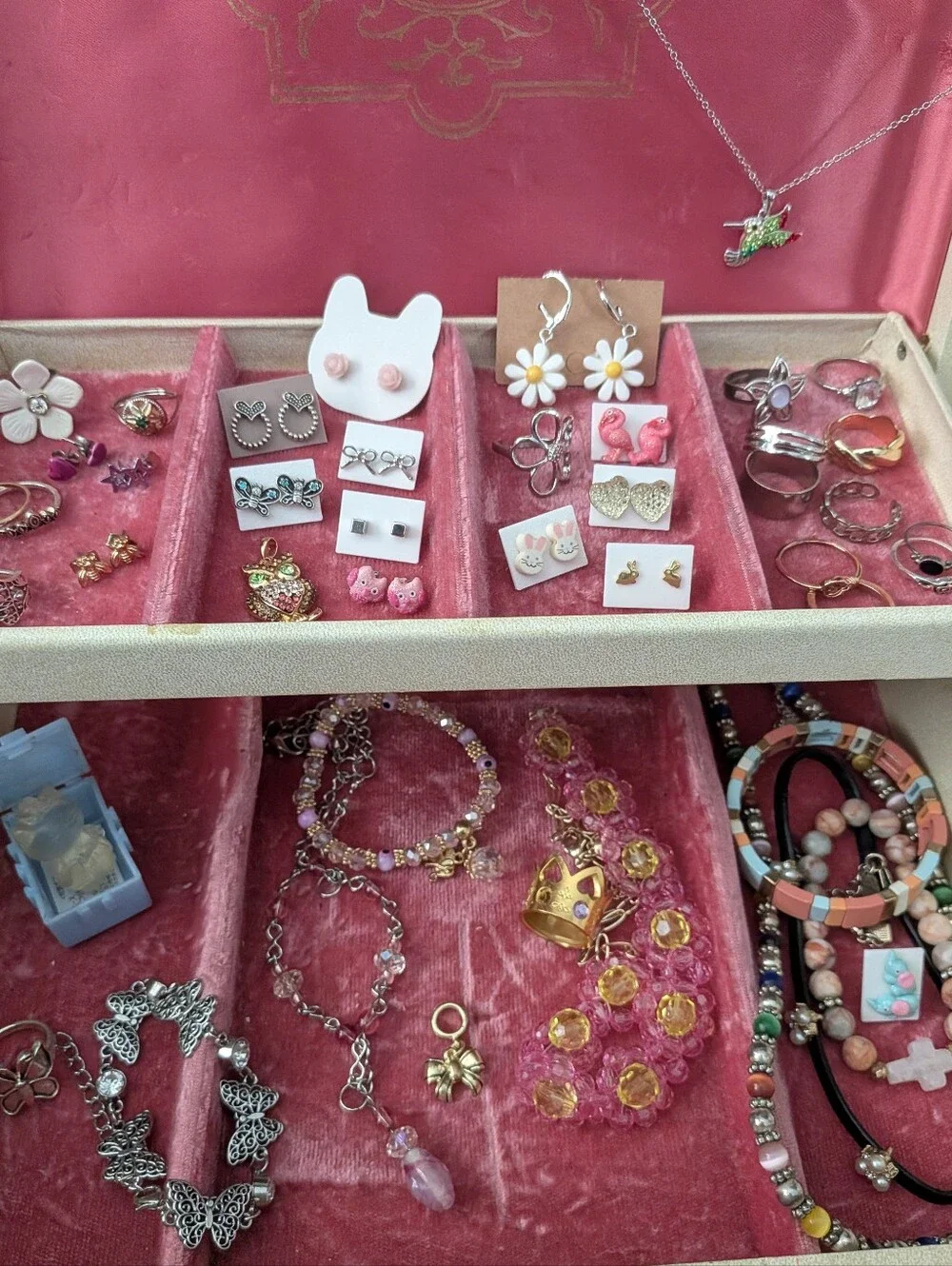 Girls Costume Jewelry Lot Bundle – Rings Earrings Bracelets Charms 54 pc